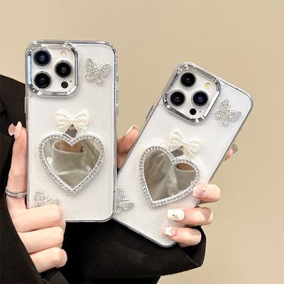 Diamant Schmetterling Handyhülle für IPhone 17 Promax Fliege Liebe Spiegel für Apple 14 Funkelndes Rosa 16 Transparent