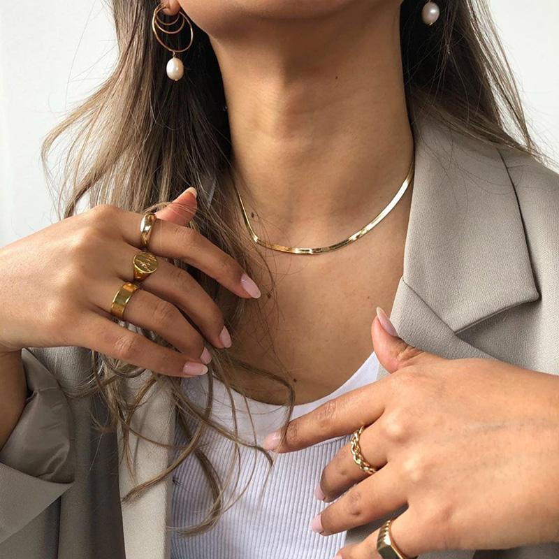 2021 High Quality Clavicle Blade Statement Women Gold Silver Color Stainless Steel Snake Choker Necklace Chain