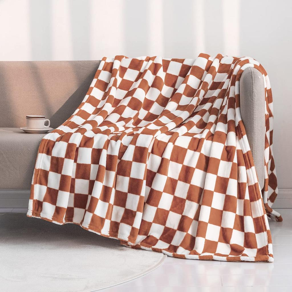 Checker Board Lattice Throw Blanket, Blue, Yellow, Green Pattern for Kids, Boys, Girls, Bed, Couch, Sofa, Soft, Birthday Gift