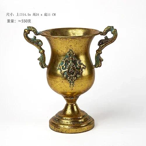 Household Classic Stemware Flower Ware Classic Vintage Vase Huaweng Flower Pot Iron Flower Arrangement Ware Photo Display