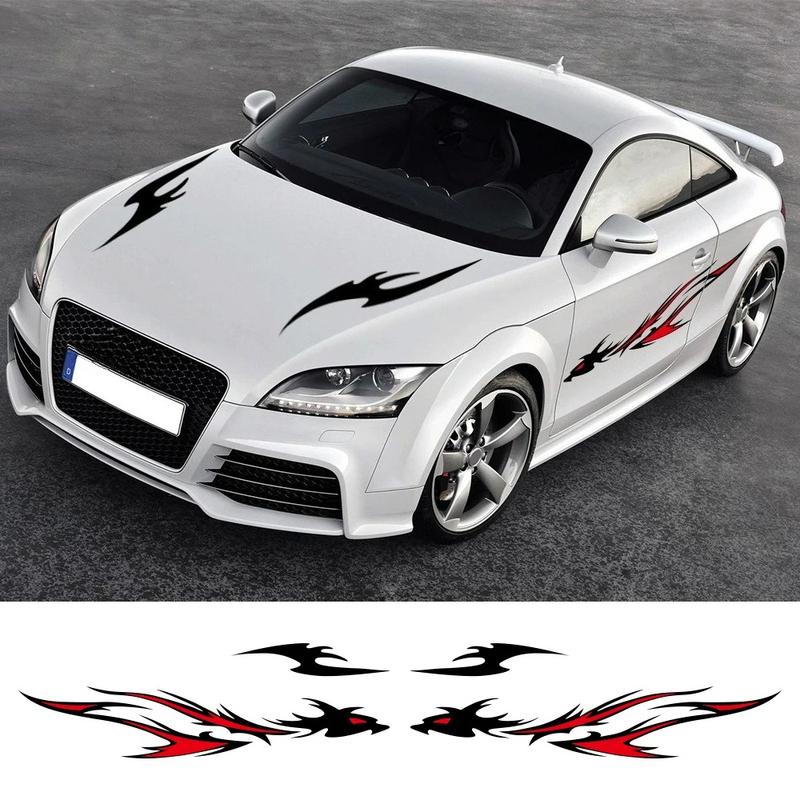 Car Engine Hood Sticker Sports Racing Flame Dragon Totem Car Door Side Vinyl Decal Self-Adhesive Auto Decor Sticker Accessories