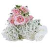 Artificial Rose and Gypsophila Set  Lifelike Faux Flower Bridal Hand Bouquet for Wedding Prop Party Event Decor