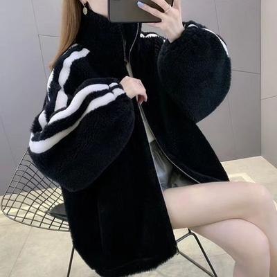 New Imitation Sheep Shearing Imitation Lamb Wool Coat Women's Cotton Thickened Imitation Fur Coat Young Stand-up Collar