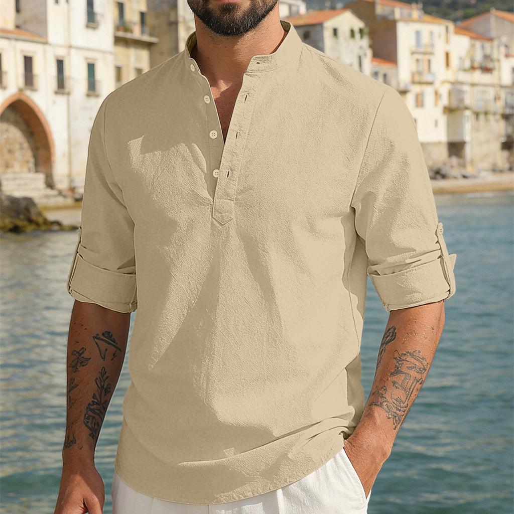 New Men's Casual Blouse Cotton Linen Shirt Loose Tops Long Sleeve Tee Shirt Spring Autumn Casual Handsome Men's Shirts