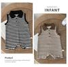 Unisex Infant Striped Sleeveless Romper with Lapel and Snap Crotch