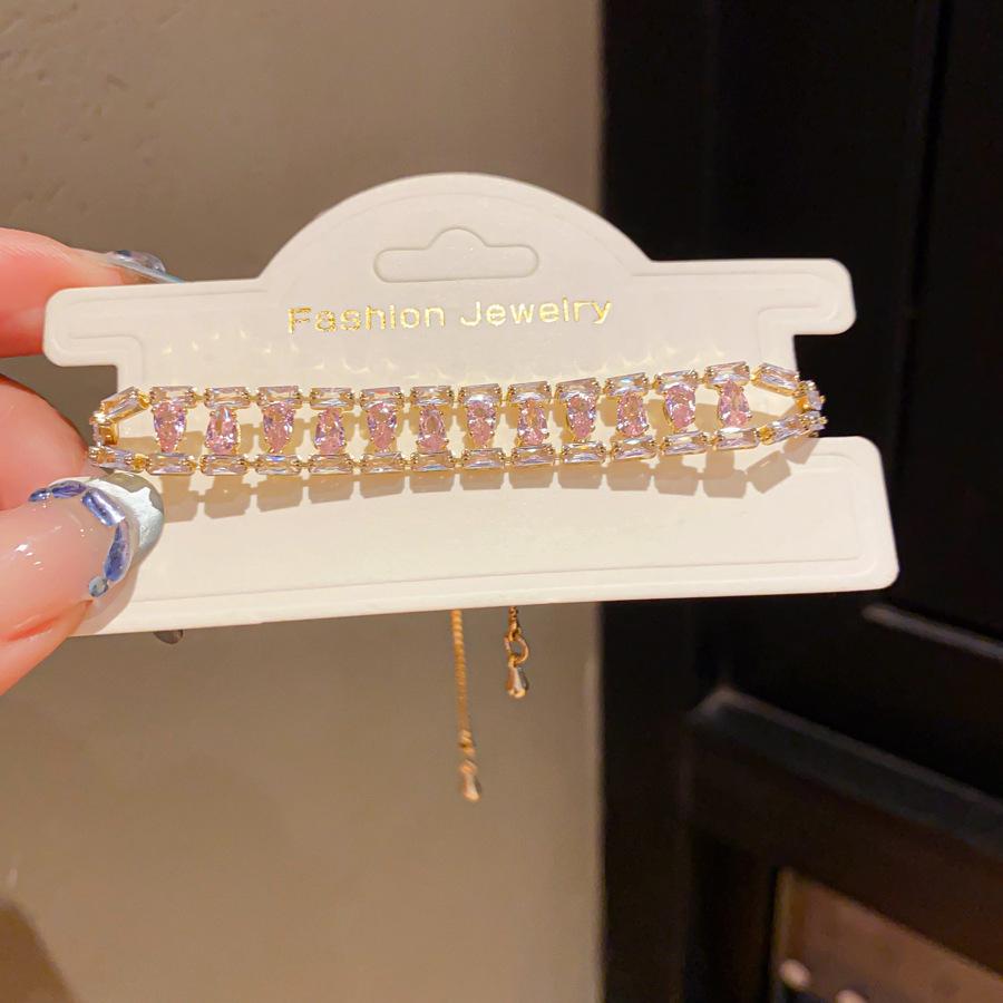 

Zircon Double-Layer Geometric Teardrop Bracelet - Luxurious and Versatile Bangle Jewelry