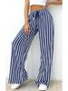2026 Fashion Striped Elastic Waist Wide Leg Casual Pants