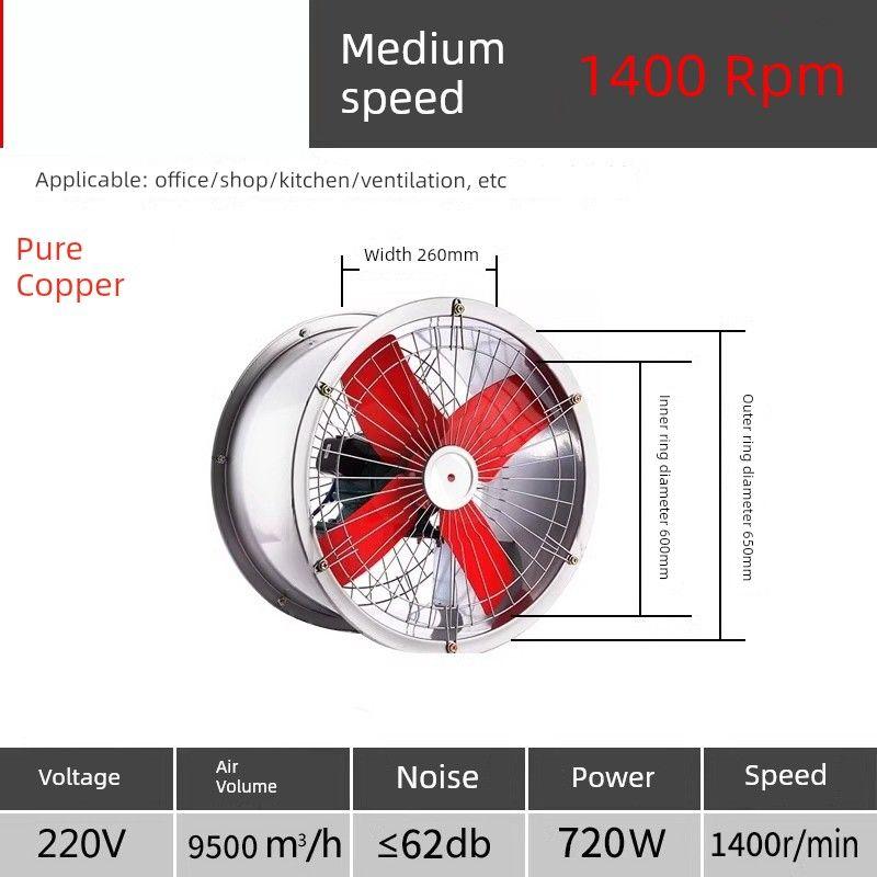 Strong Industrial Ventilator High-Power Pipe Exhaust Fan For Home Kitchen Oil Smoke Exhaust Cylinder Ventilating Fan Post Type