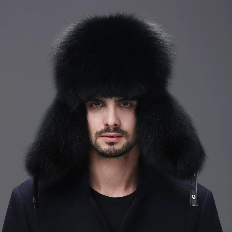 Fox Hair Lei Feng Hat Men's Raccoon Hair Northeast Winter Middle-aged and Elderly Warm Fur Leather Cotton Hat Men's Winter