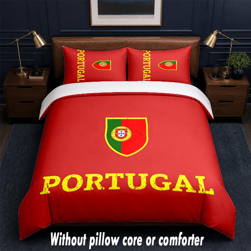 Portugal national football team Design Bed Bedding Set 1 Duvet Cover + 2 Pillowcases Soft Breathable Household Bed Linens