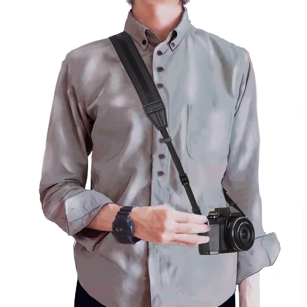 Camera Strap SLR Glide Shoulder Strap for SLR Camera Neck Hanging Diagonal Hanging Adjustable Length Black [ETSUMI] VE-2514