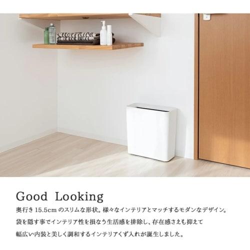 Asvel Lidless Trash Can, Bedroom/Living Room, 9.5L, Leclerc CV Slim, White