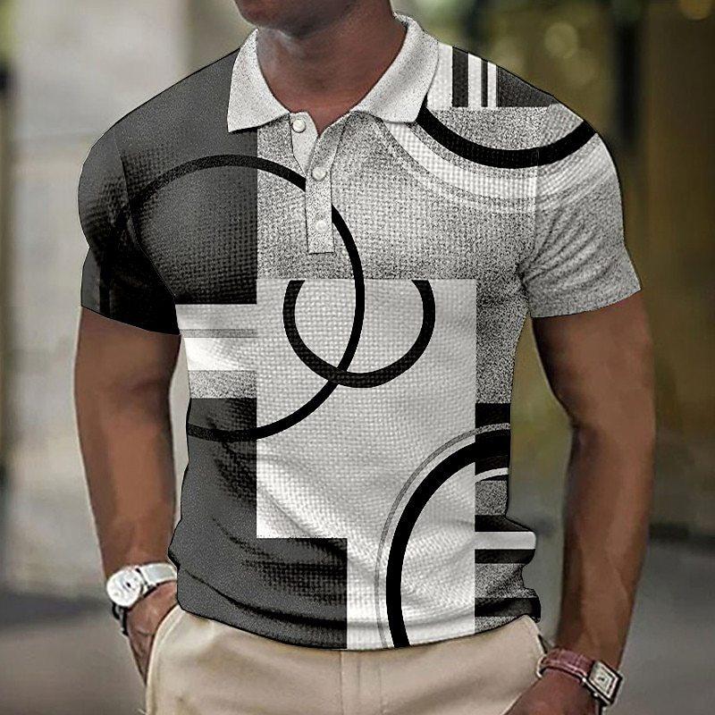 Męska koszulka polo z krótkim rękawem, topy z nadrukiem 3D, modna, poliestrowa, oddychająca, wygodna koszulka polo
