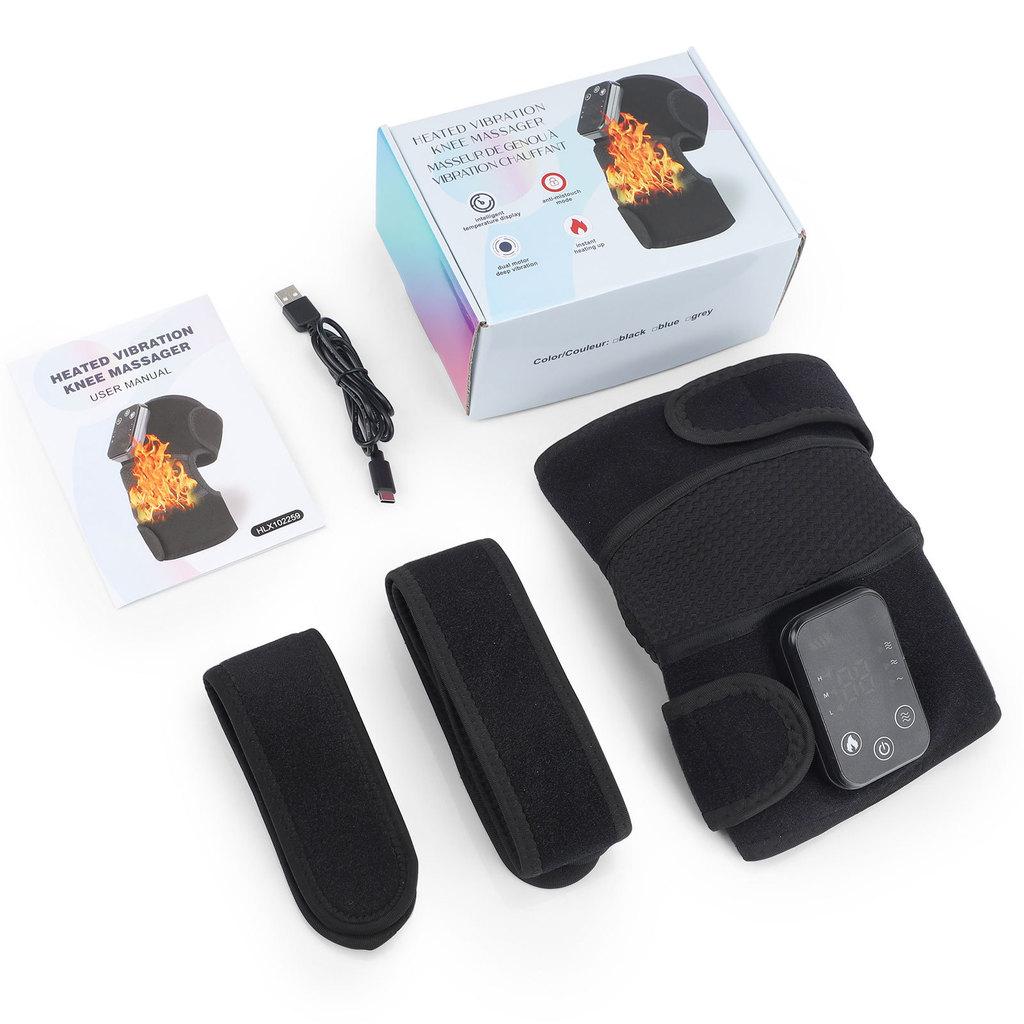 Portable Heated Vibration Knee Massager Intelligent Temperature Control Vibration Massage Moxibustion Hot Compress Device чёрный