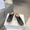 Womens Clover Embroidered Canvas Sneakers Thick Sole Casual Trainers