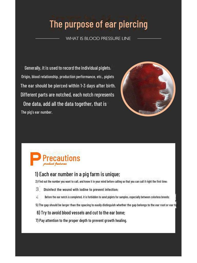 Clești veterinari în formă de U pentru crestarea urechilor și etichetarea porcilor și scroafelor