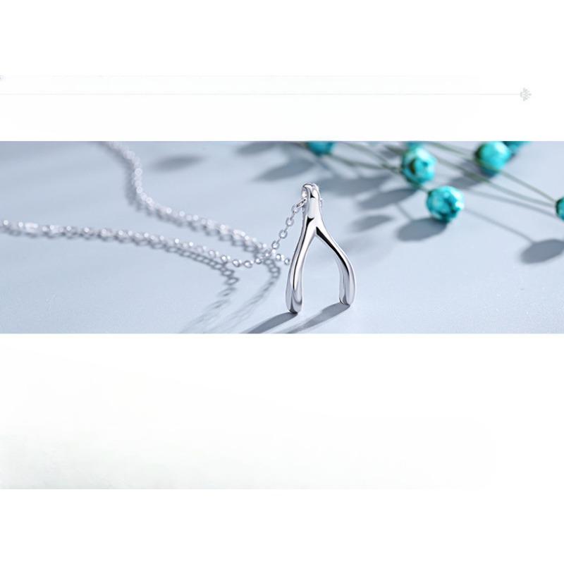 925 Sterling Silver Herringbone Pendant Wish Bone Necklace Same Love Token Korean Fashion Silver Jewelry Ornament