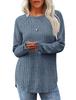 2024 Autumn Women's Loose Round Neck High-Low Hem Top