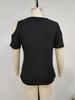 2025 Women's Solid Color Off-Shoulder Loose V-Neck Short Sleeve T-Shirt