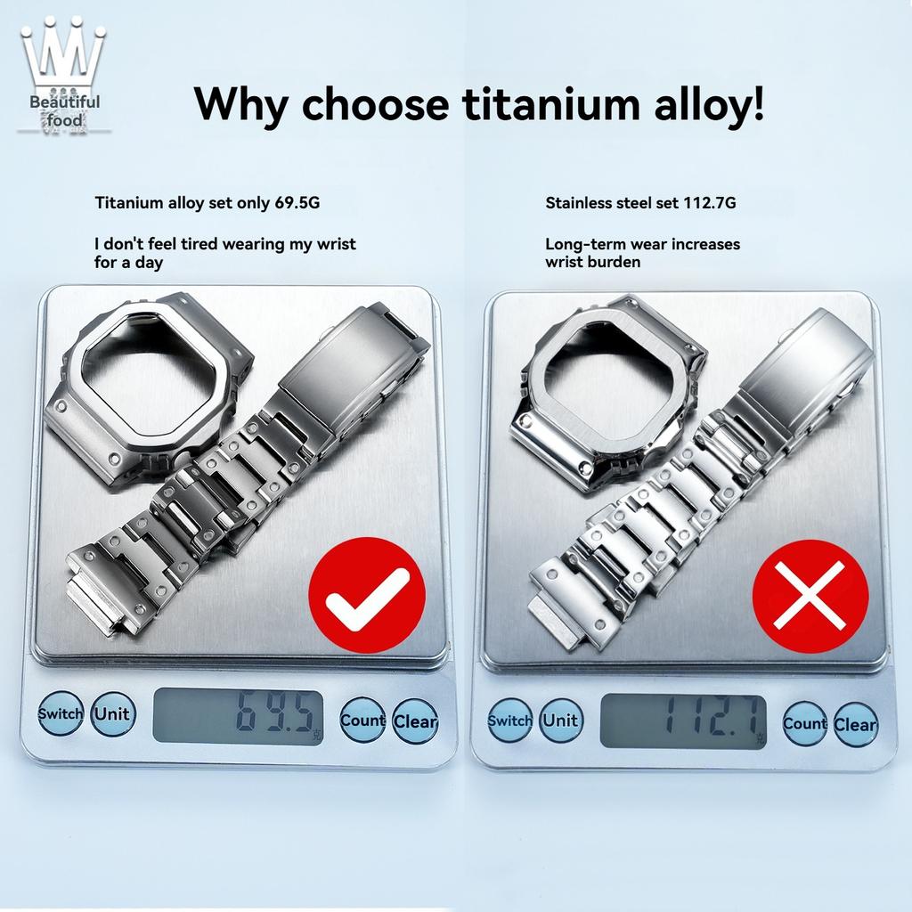 For Casio Small Square DW-5600 GW-B5600 GW-M5610 G-5600 GW5000 Modified Titanium Alloy Case Lightweight Titanium Watch Strap