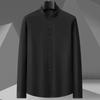 Chinese Stand-up Collar Men's Long-sleeved Shirt Youth Bamboo Fiber Non-ironing Round Neck Zhongshan Shirt CS