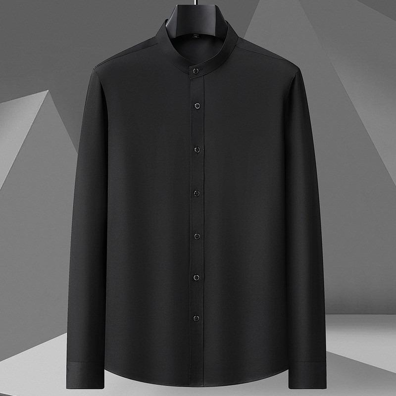 

Chinese stand-up collar men s long-sleeved shirt youth bamboo fiber non-ironing round neck Zhongshan shirt CS 185/112（45）