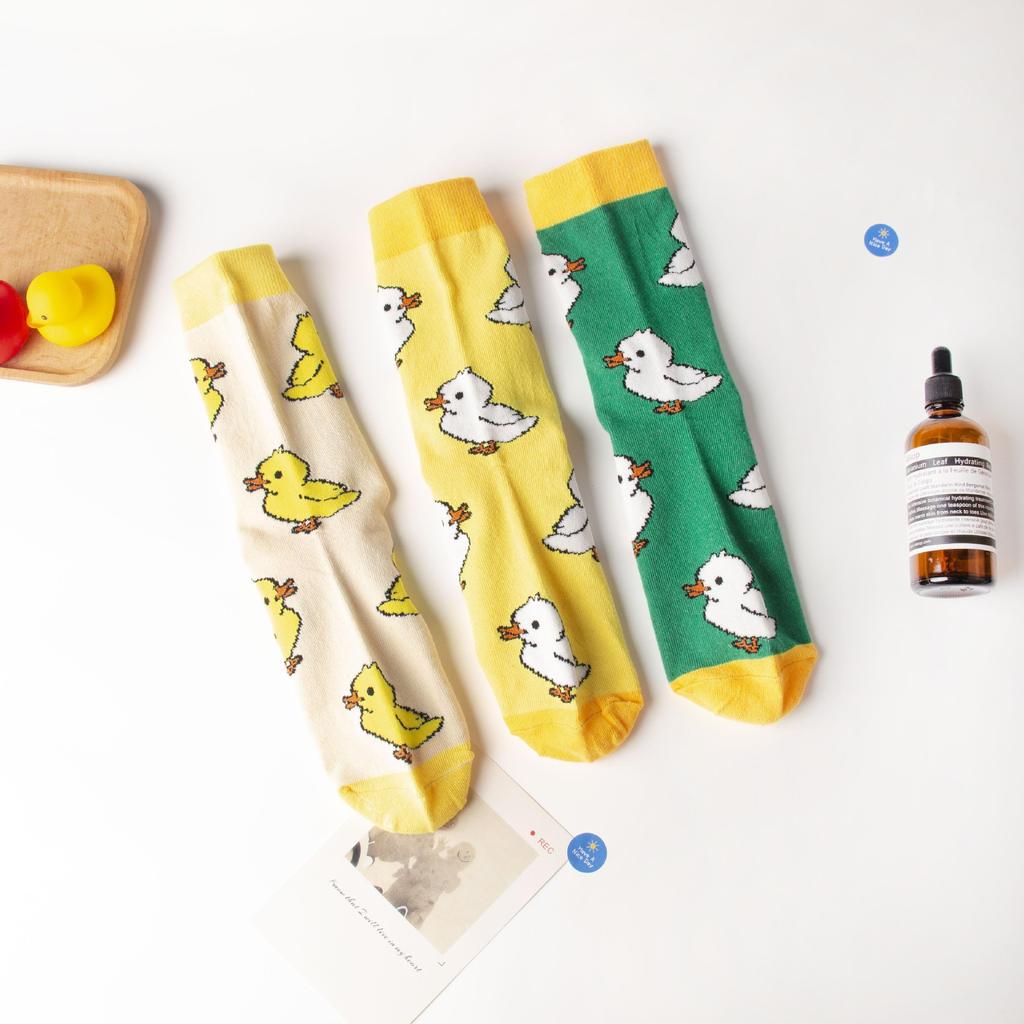 Meias Femininas Kawaii Fofas Outono Primavera Desenho Animado Animal Pato Meias Maré Moda Coreana Harajuku Meia Engraçada