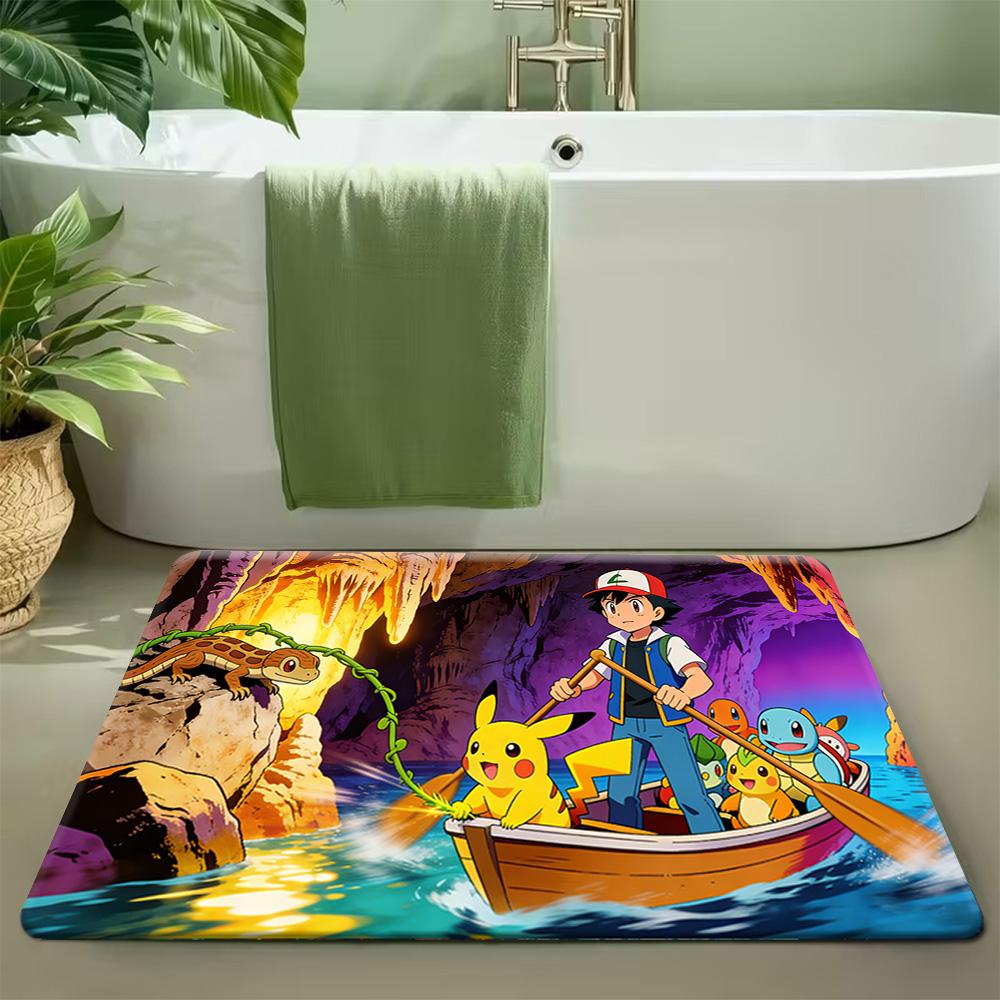 Pokemon Eevee Sleeping In The Flower Field Print Non-slip Doormat Soft Floor Mat 40x60cm