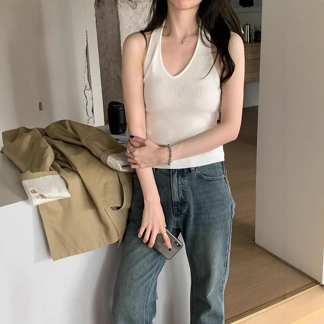 

Wool Korean Neck Knitted Vest for Women F сірий колір