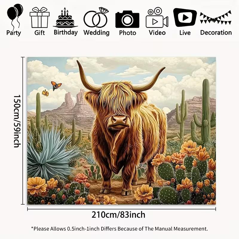 2D Flat Printing Cactus Floral Desert Backdrop for Country and Western Photoshoot