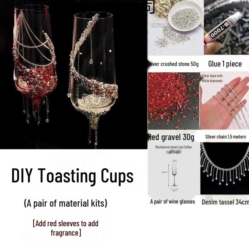 Purple Tassel Mosaic Butterfly Champagne Toasting Glass DIY Kit for Weddings