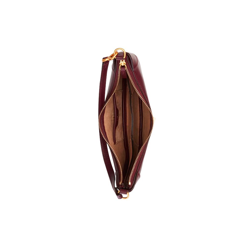 New Polo Ralph Lauren Polo ID Cow Leather Handbag, Shoulder Bag Women's Burgundy WAPOBAG02V20013