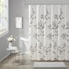 Cecily Botanical Curtain - Teal Leaves on White, 72x72", 12 Hooks, Quick-Dry, Machine Washable
