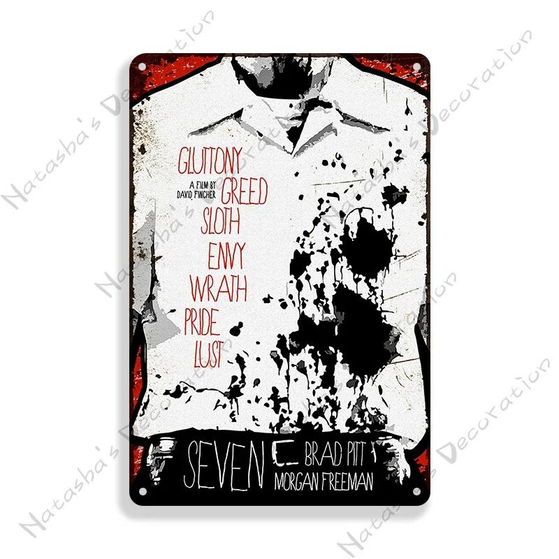 Classic Movie Poster Se7en Metal Sign Wall Plate Retro Decorative Sign Home Bar Club Cafe Cinema Wall Decor Vintage Metal Plaque