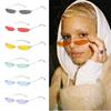 Narrow Small Sun Glasses Rimless Eyeglasses Vintage Streetwear Accessories  for Women & Men