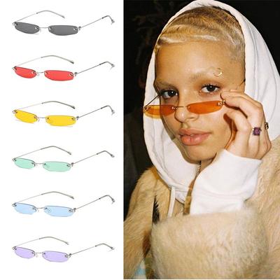 Schmale kleine Sonnenbrillen randlose Brillen Vintage Streetwear Accessoires für Damen & Herren