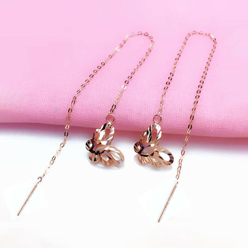 Exquisite Russian Purple Gold Plain Gold Hollow Butterfly Earrings Fashionable Versatile Temperament Rose Gold Plated Car Flower Earrings (rose gold plated pair)