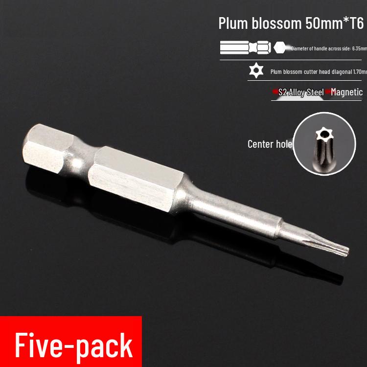 Plum Blossom S2 Magnetic Hex Screwdriver Set - 6.35mm Pneumatic Drill Bit Set
