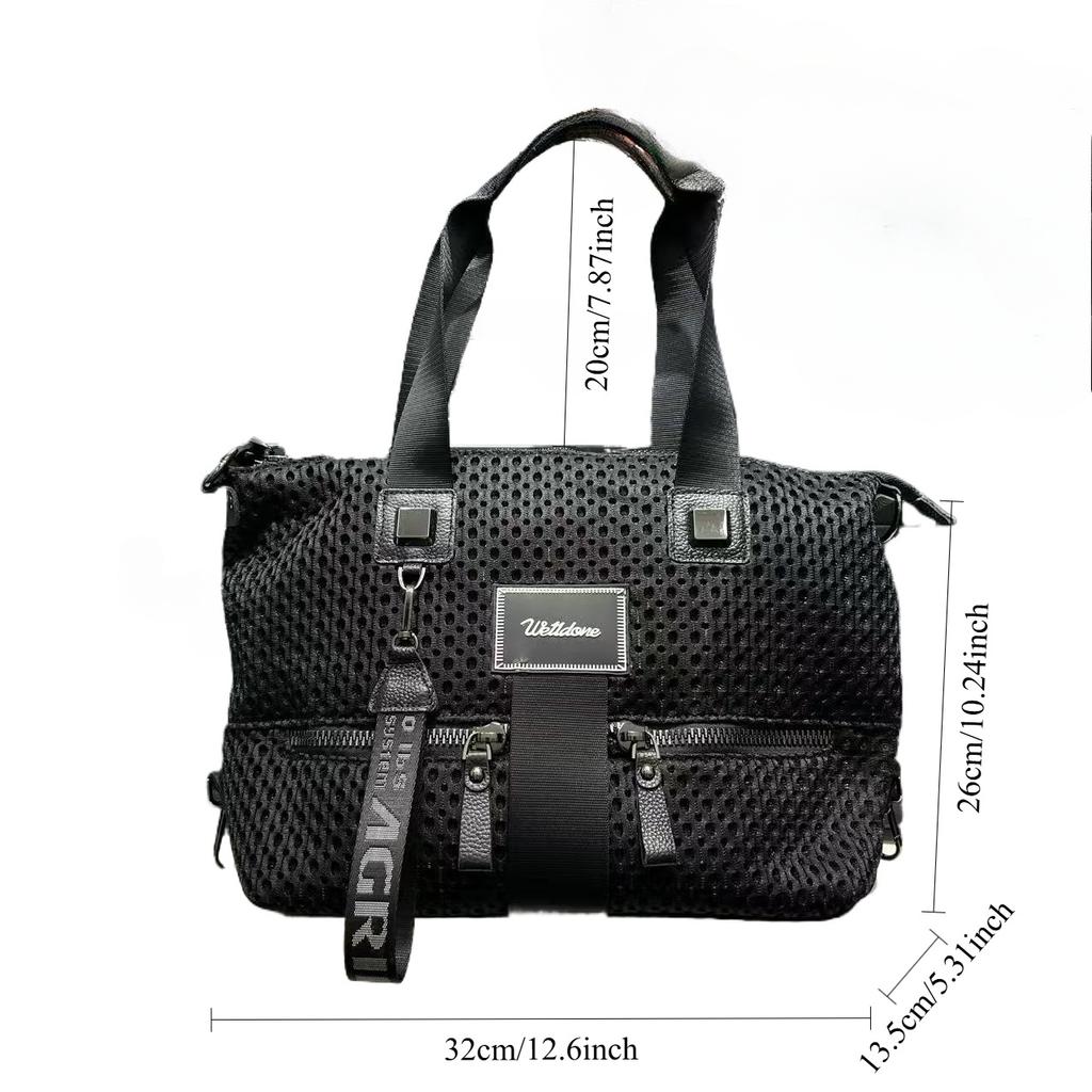 Mesh Personalized Splicing Multi-Pocket Tote Bag Large Capacity Simple And Versatile Oblique Span Bag