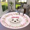 Bow tie puppy Round Area Rug,Carpet Rug for Living Room Bedroom Sofa Playroom Decor,Non slip Floor Mat