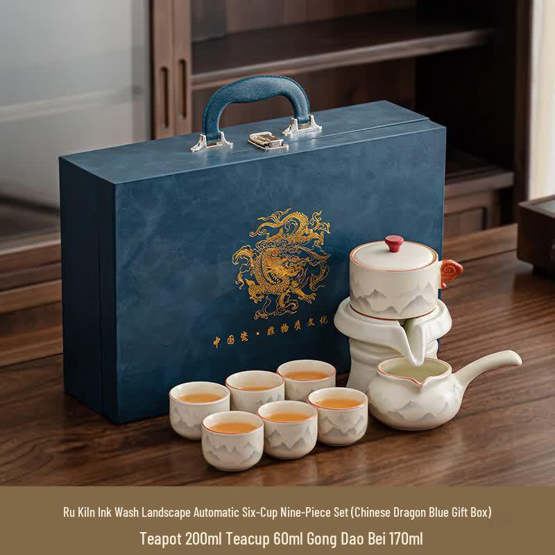 Blue Dragon Ceramic Chinese Tea Set Gift Box