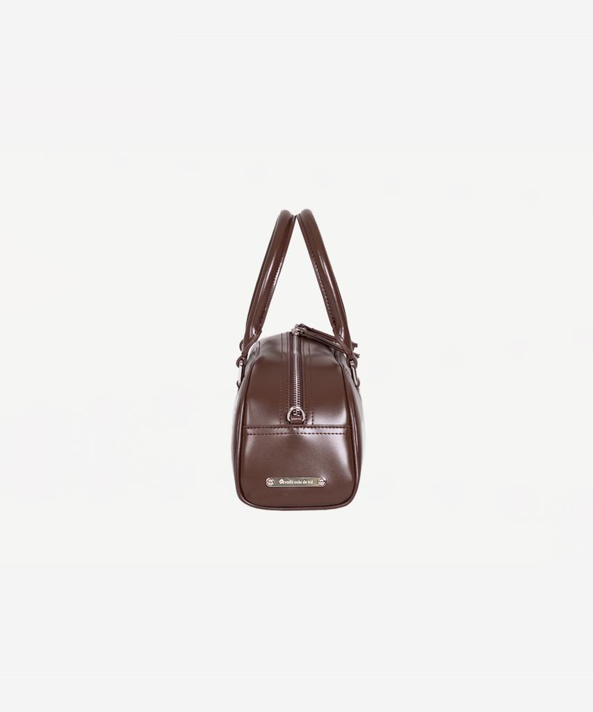 Prends Soin De Toi Half Moon Tote Bowling Bag Dark Brown