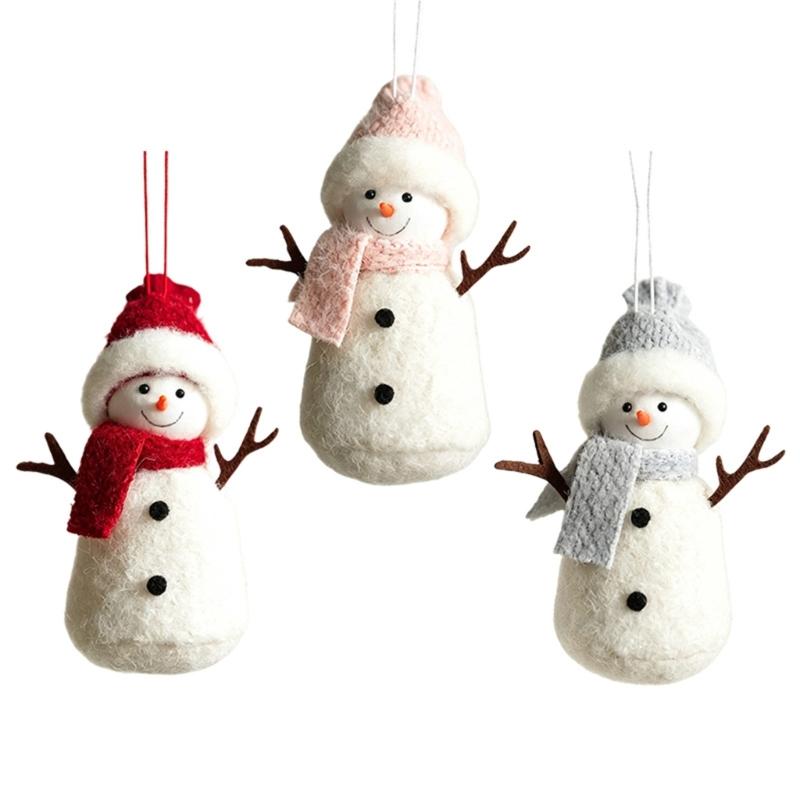 Seasonal Display Character Ornament, Soft Fabric Snowman Tree Decoration with Loop for Shelf Wreath and Winter Indoor Use