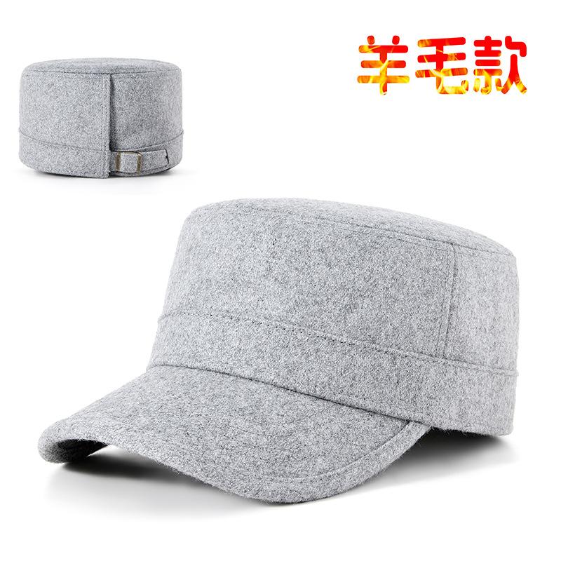 

Осенне-зимняя бархатная теплая шляпа с плоским верхом, мужская шерстяная бейсболка среднего и пожилого возраста, большого размера, полностью закрытая, регулируемая, шляпа для пожилого человека XL（59-62cm） светло-серый