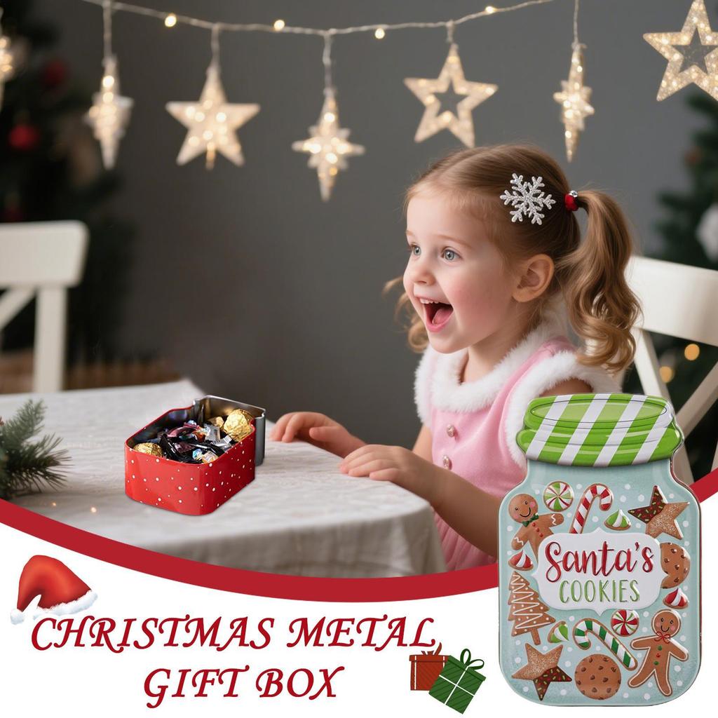 Christmas Cookie Tins With Lids Metal Candy Boxes With Lids Box Container Jar Holder For Card Packaging Candy Treat Cookie