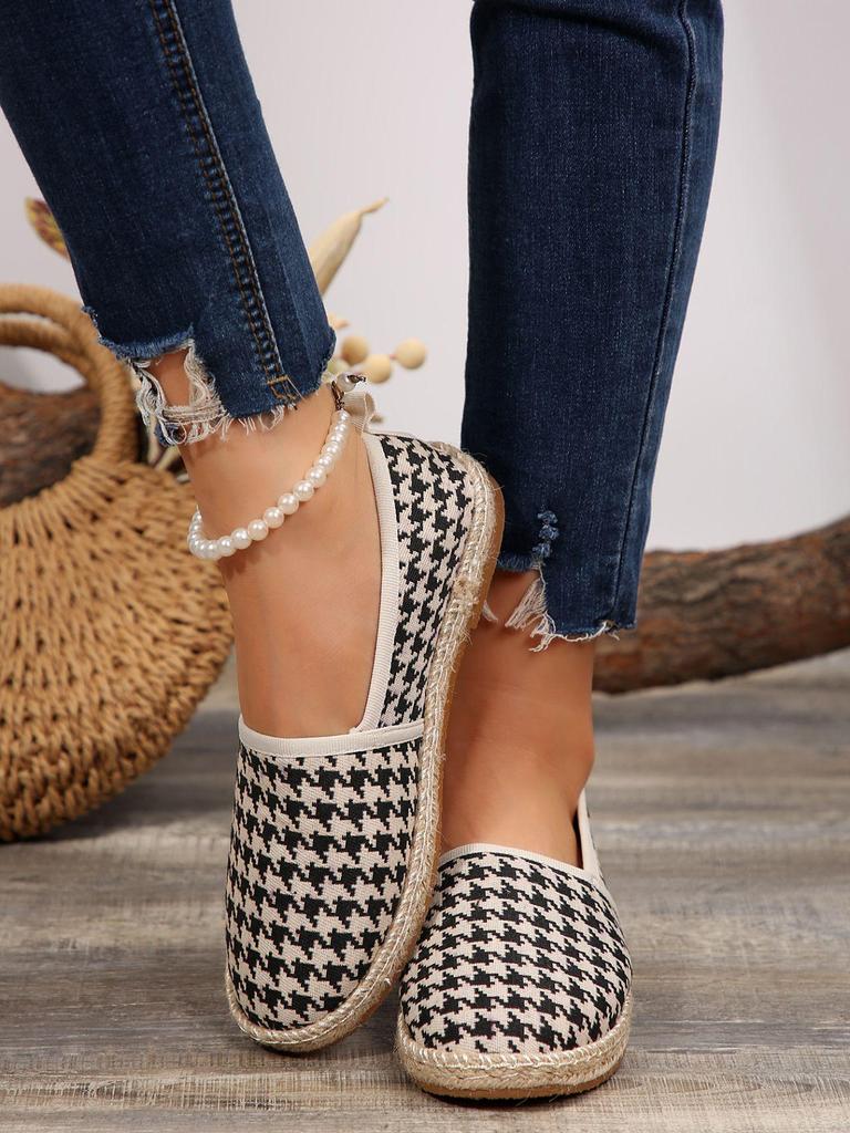 Übergröße Damen Europäische/Amerikanische Canvas Slipper mit Hanfseil, Rundzehendesign