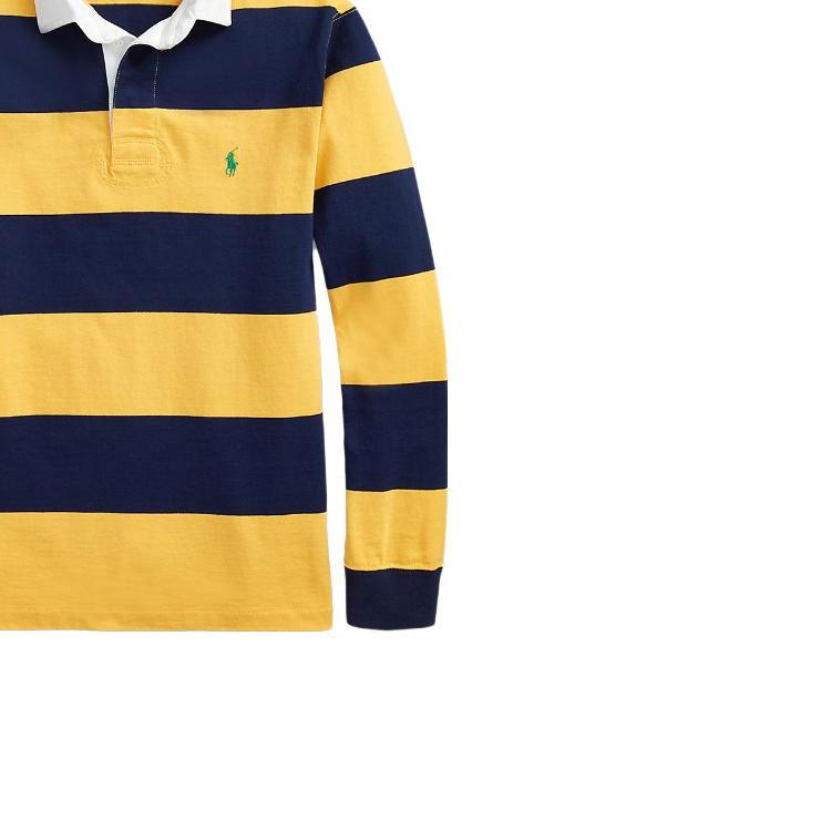 Polo Ralph Lauren SS23 Striped Detail Pullover Long Sleeve Polo Shirt Men tops Yellow Navy-Blue MNPOKNI16822768-700