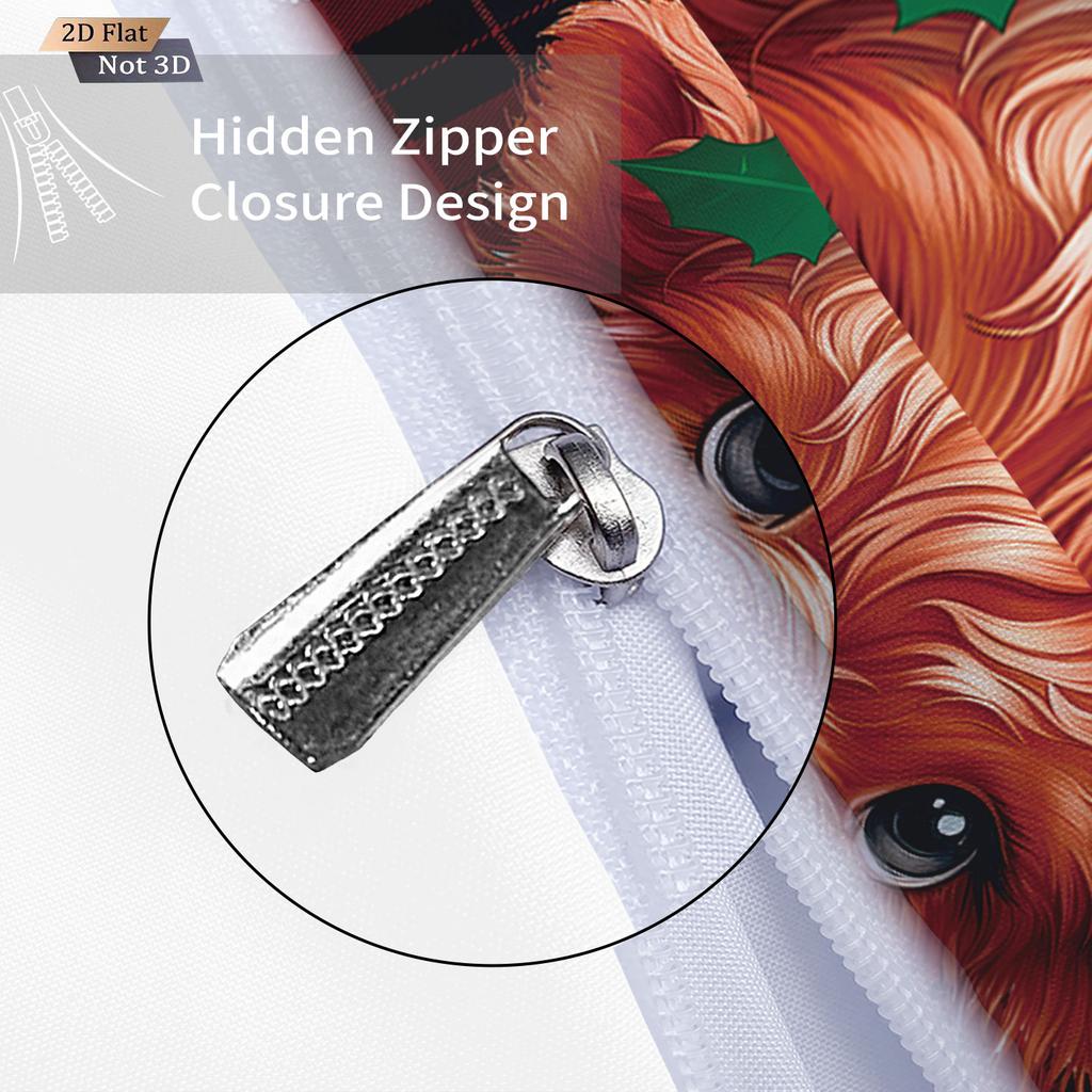 3-teiliges Weihnachts-Hochlandrind-Print-Kernloses-Quilt-Set, mehrgrößig, Schlafzimmer, Wohnheim-Bettwäsche-Dekoration, weich, maschinenwaschbar