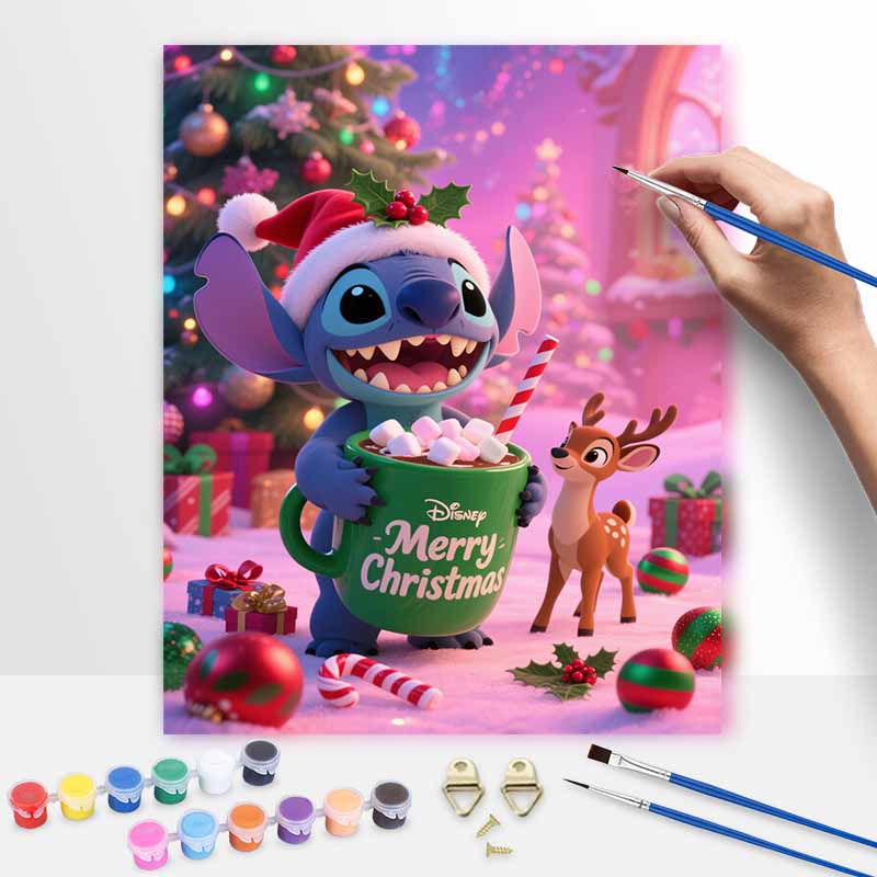 Disney Stitch Christmas Oil Painting Hand Painting Coloring Painting Handmade Diy Home Decoration Gift