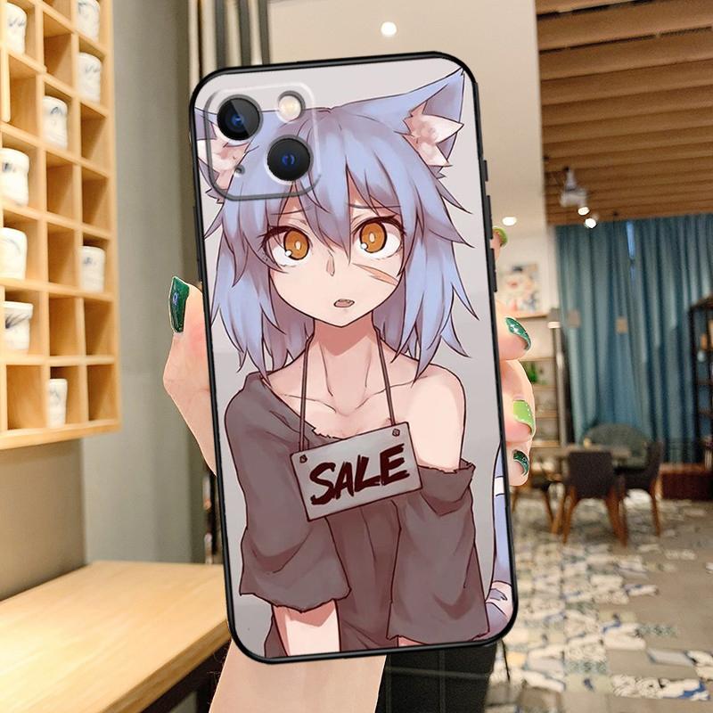 Anime Cat Girl Phone Case For iPhone 15 Pro Max 14 13 12 11 16 17 Pro Max mini 15 16 Plus 16e 17 Air Cover